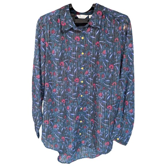 Caffe Marrakesh Floral Sheer Top Women's Size XL Business Casual Flowy - Picture 1 of 6